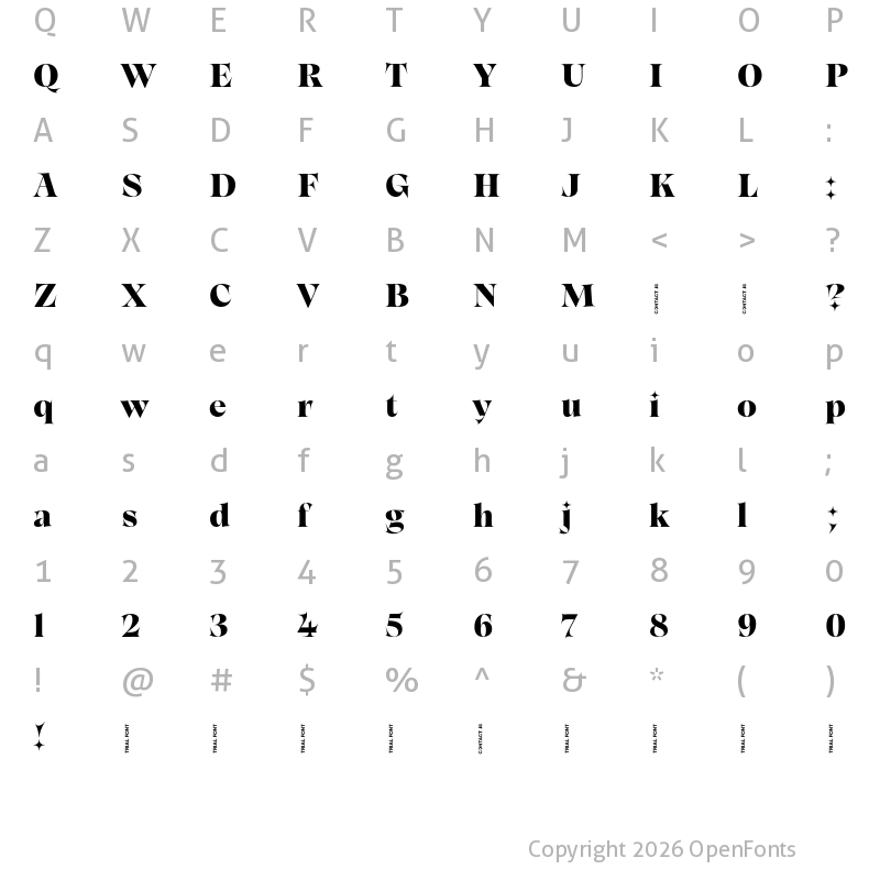 Character Map of Gwen-Trial Black