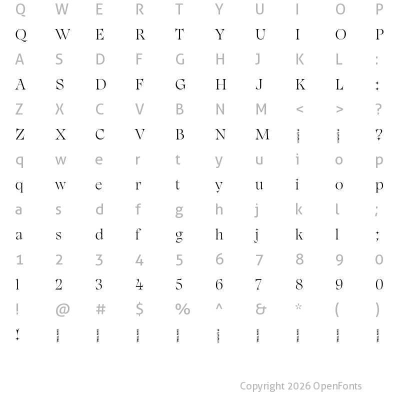 Character Map of Gwen-Trial Light