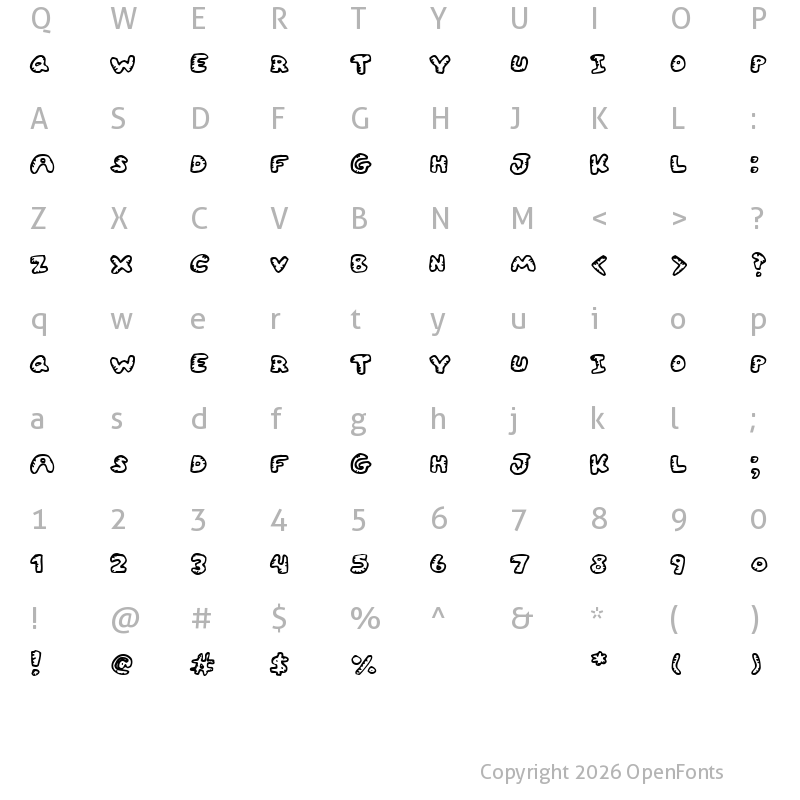 Character Map of Gwibble Regular