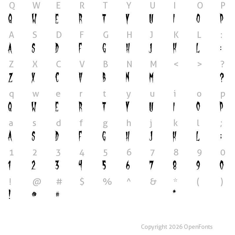 Character Map of Gypsy Moon Regular