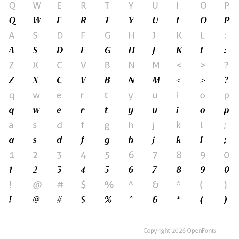 Character Map of Haboro Contrast Cond Demi It