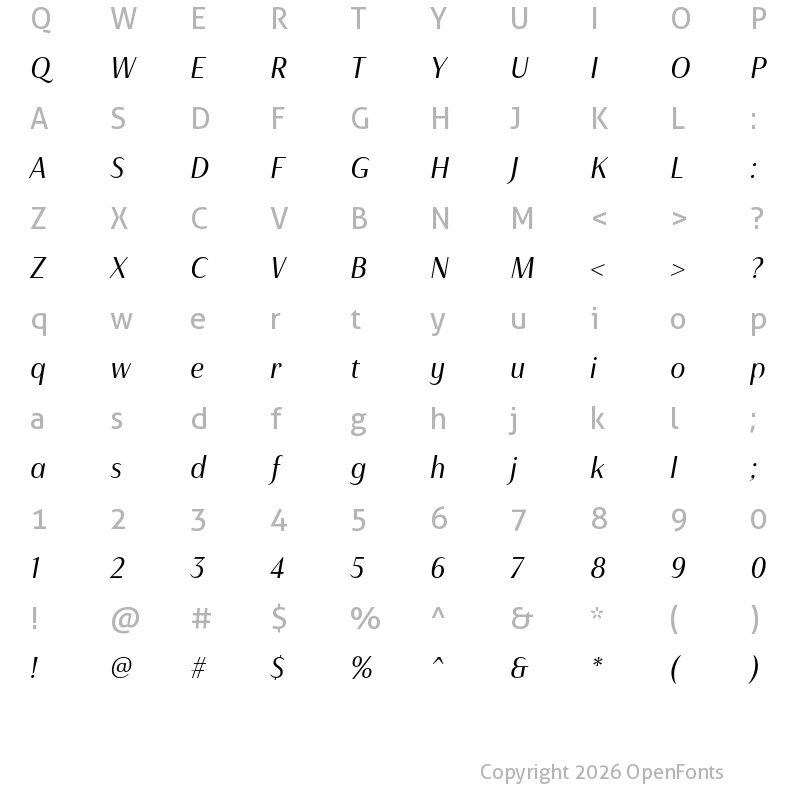Character Map of Haboro Contrast Cond Regular It