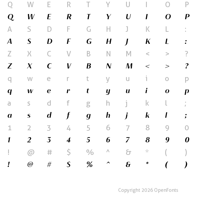 Character Map of Haboro Contrast Ext Bold It