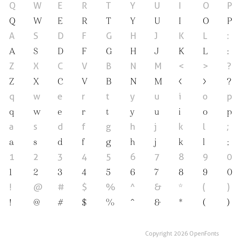 Character Map of Haboro Norm Thin