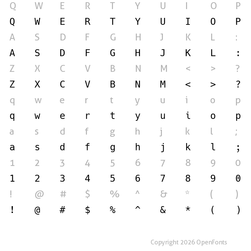 Character Map of Hack Regular