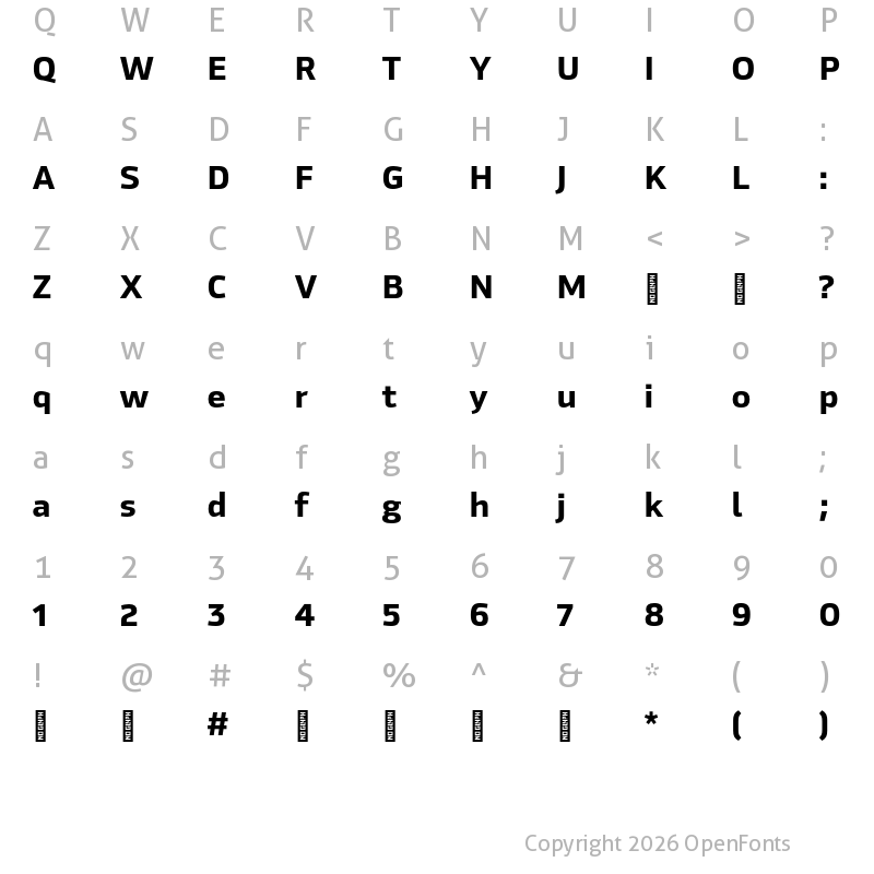 Character Map of Hackman Trial Bold