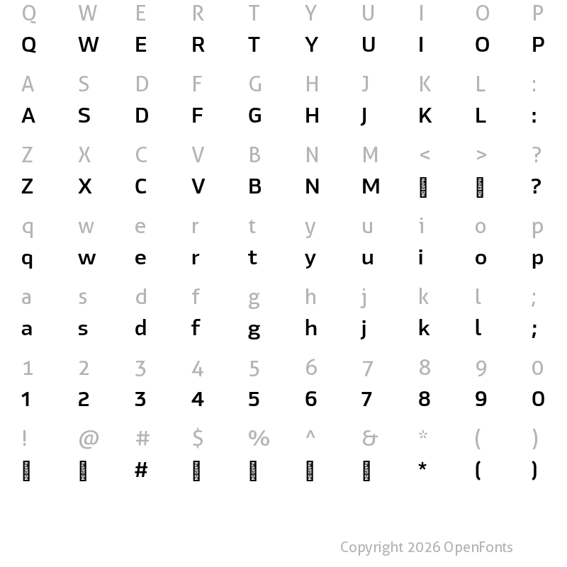 Character Map of Hackman Trial Regular