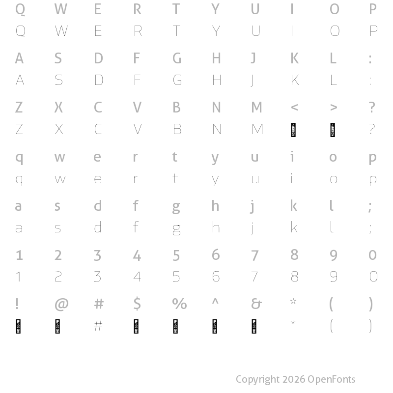 Character Map of Hackman Trial Thin