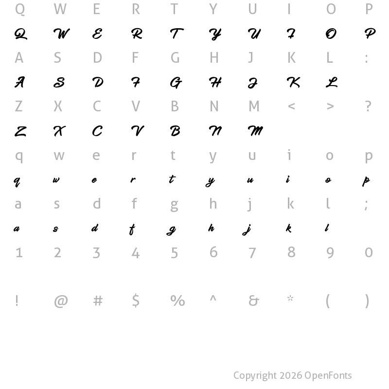 Character Map of Hadsut Script Regular
