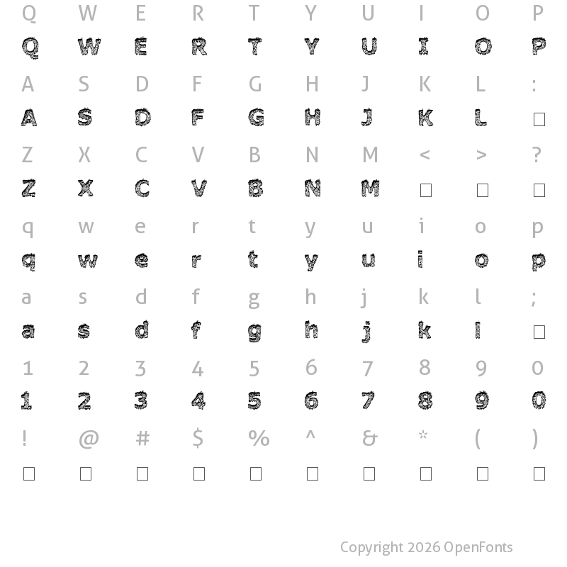 Character Map of Hairy Monster Hairy