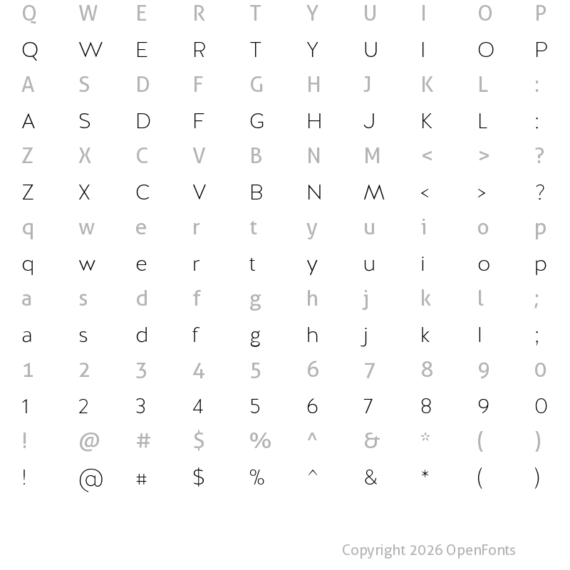 Character Map of Halis GR ExtraLight