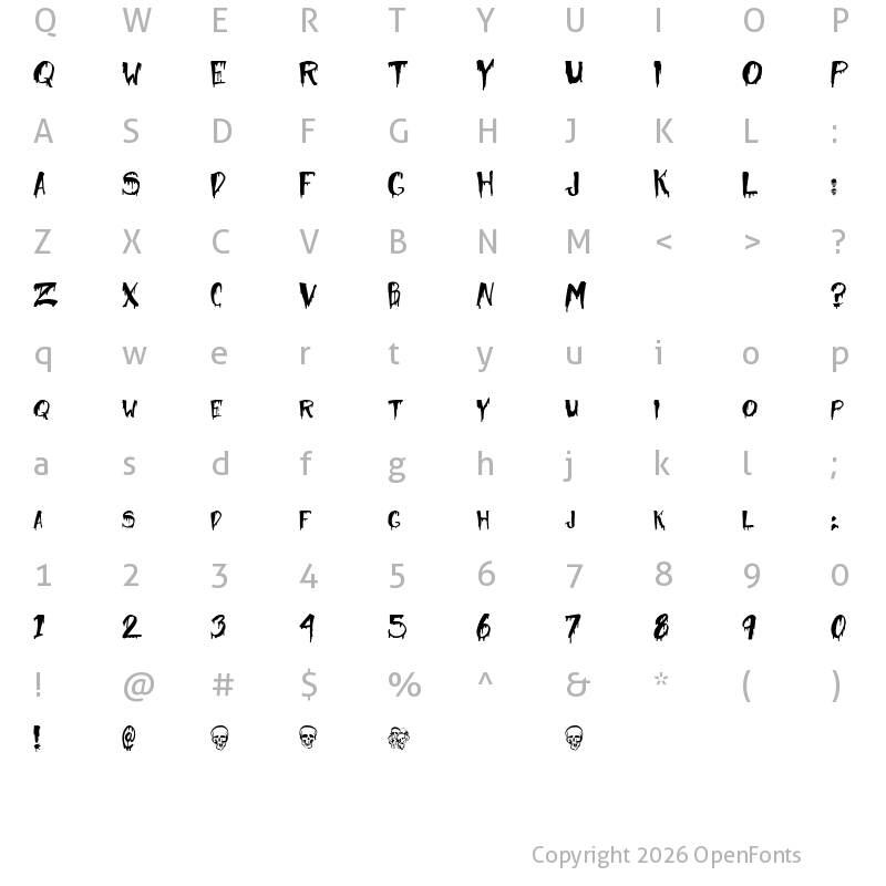 Character Map of Halloween Too Regular