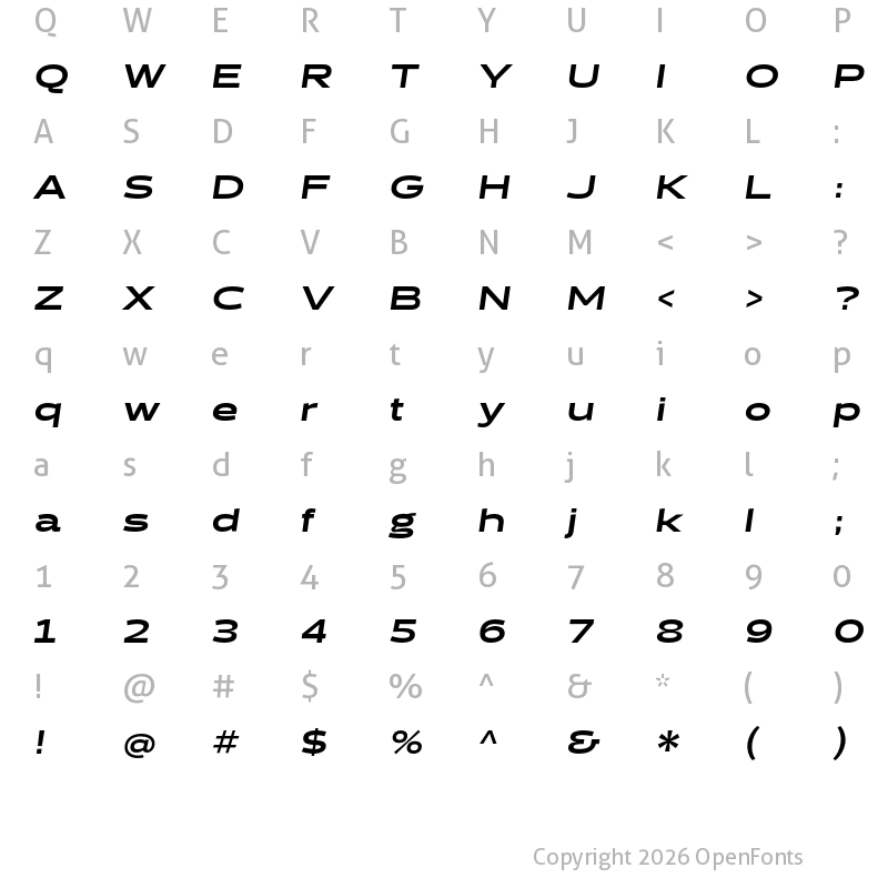 Character Map of Halogen Black Oblique