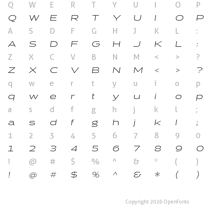 Character Map of Halogen Flare Light Oblique