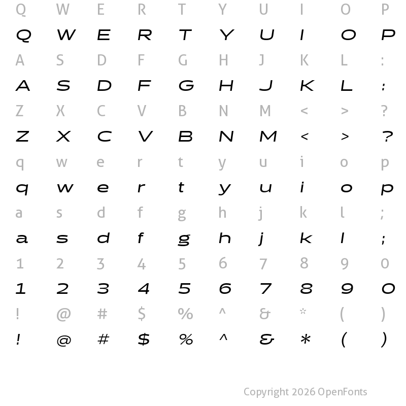 Character Map of Halogen Medium Oblique