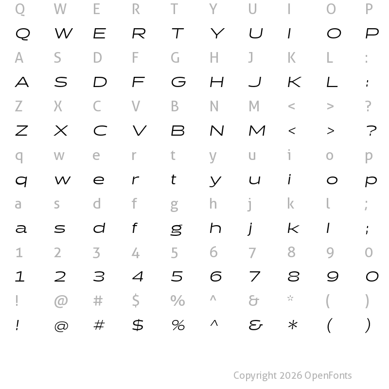 Character Map of Halogen Regular Oblique