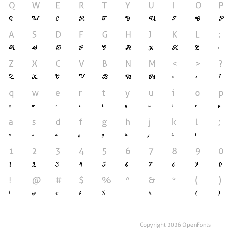 Character Map of Hamble Regular-demo