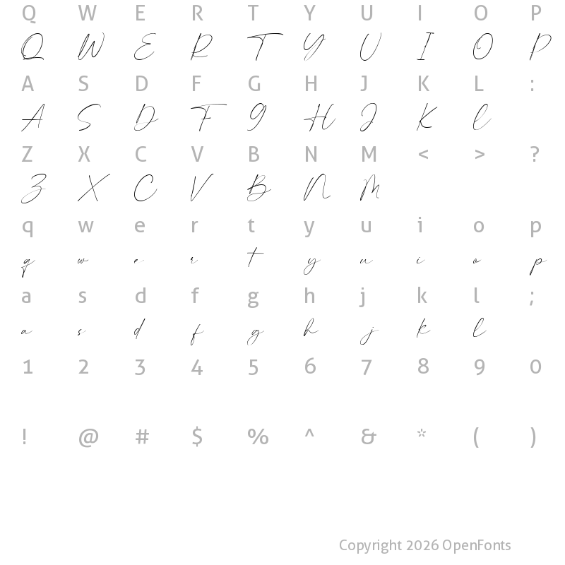 Character Map of Hammington Free Regular