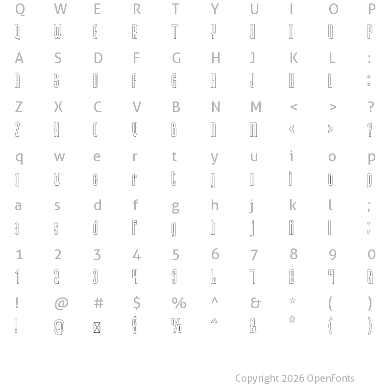 Character Map of Hanca Outline