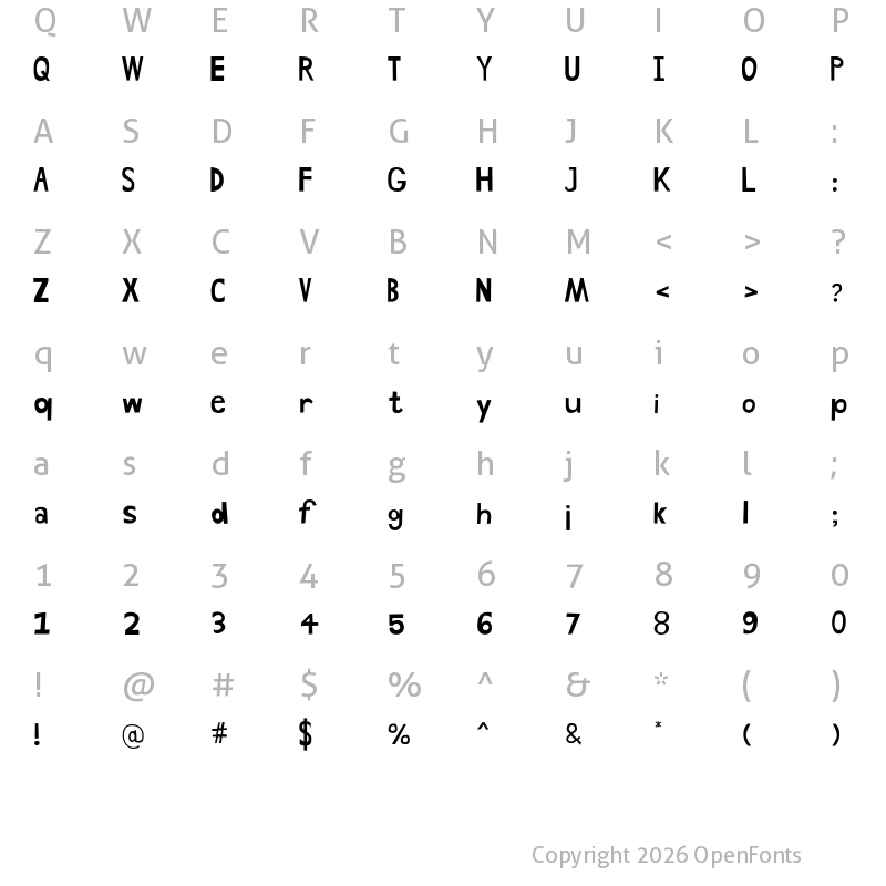 Character Map of Hand Drawn Shapes Regular