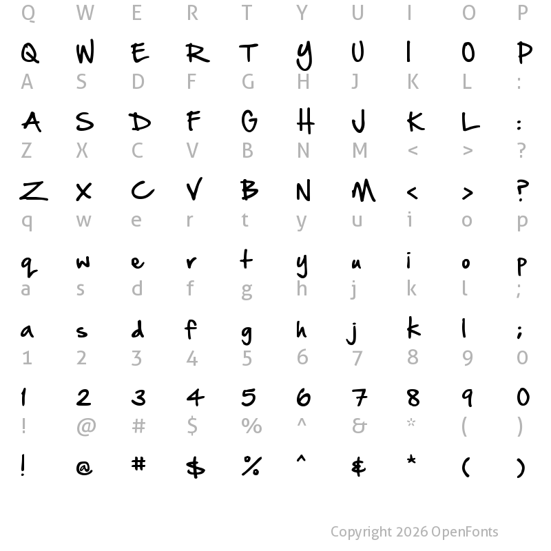 Character Map of Hand Of Sean Regular