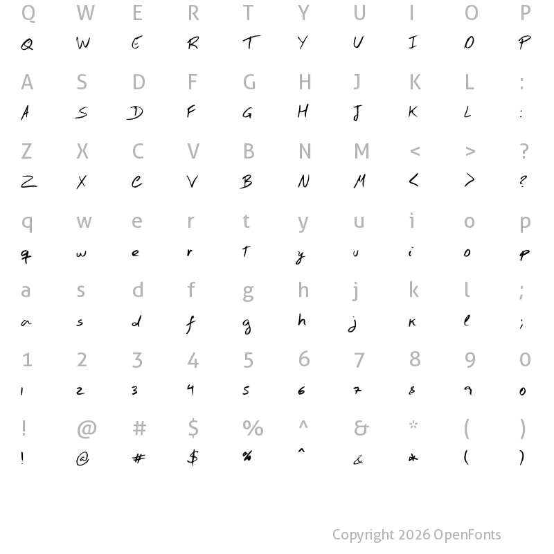 Character Map of Hand Test Regular