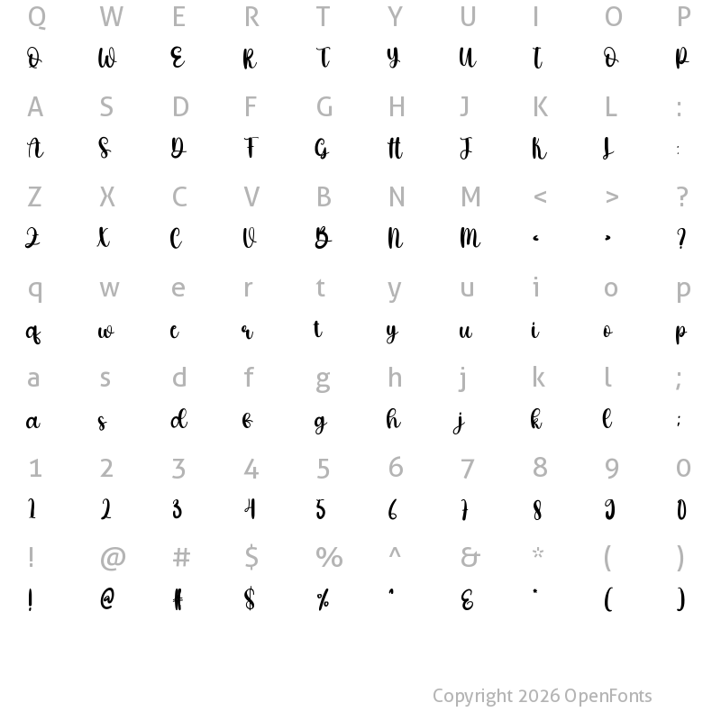 Character Map of Handheld Regular