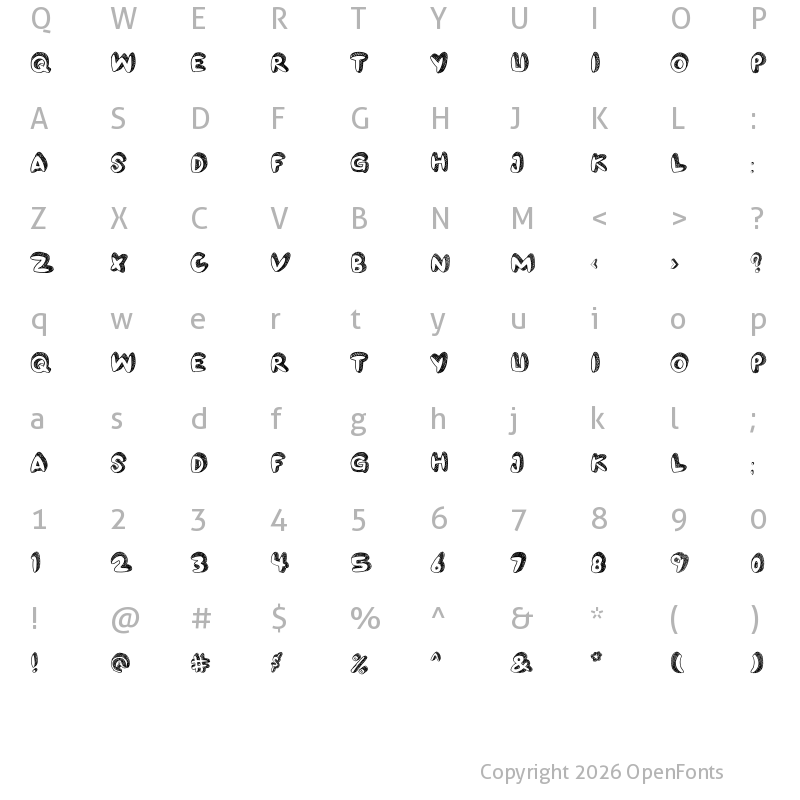 Character Map of HANDMADE ANIMATION Regular