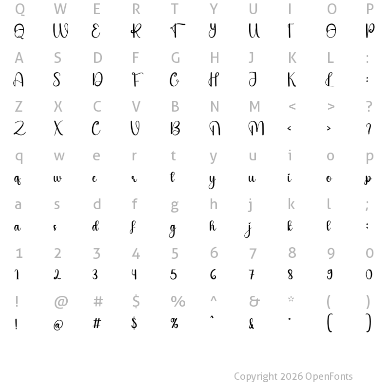 Character Map of Handmade Christmas Regular
