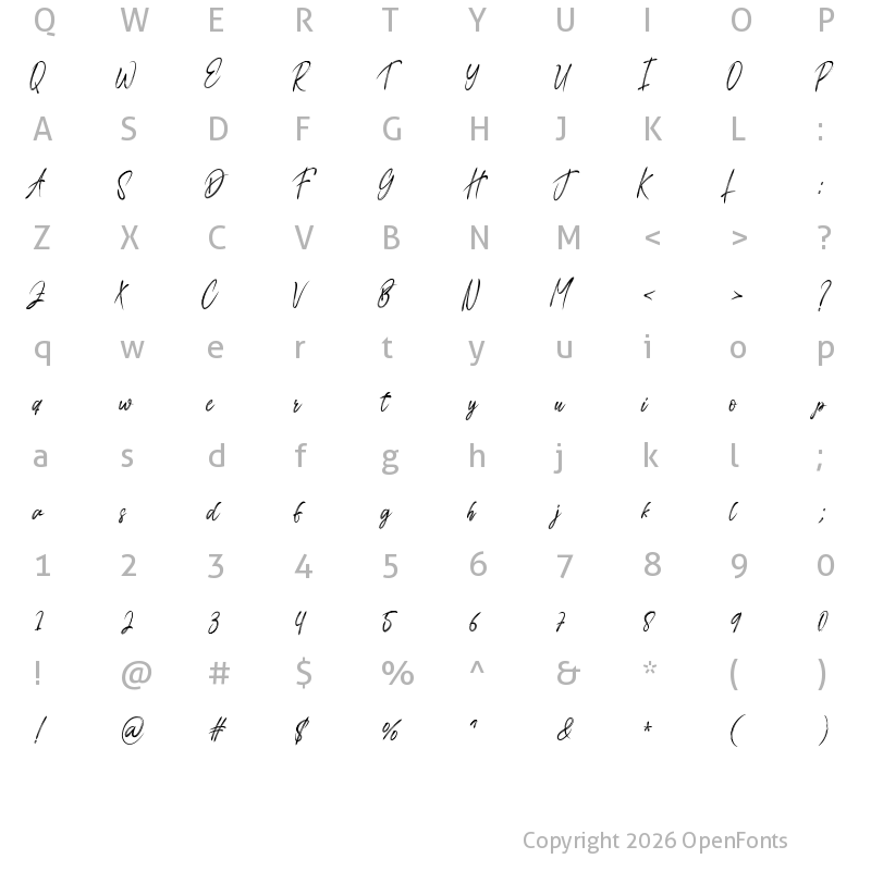Character Map of Handmade Full Oflove Regular