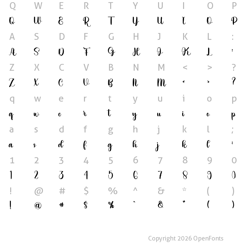 Character Map of Handmade Regular