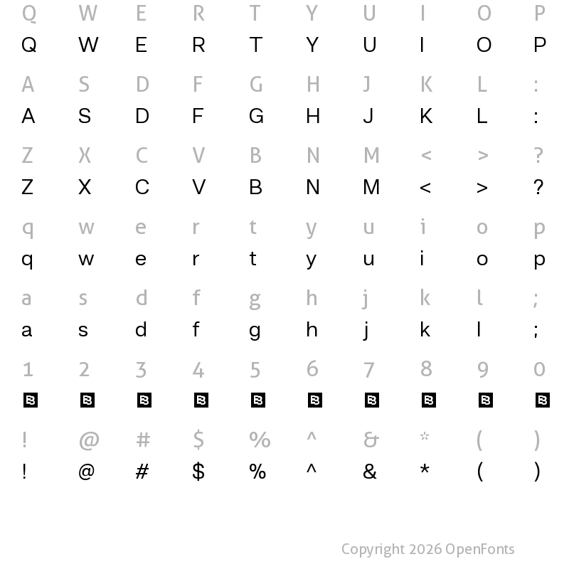 Character Map of Hando Trial Regular