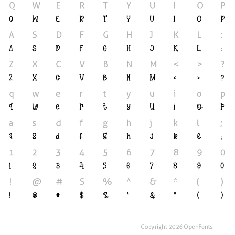 Character Map of HandwrittenDemo Regular