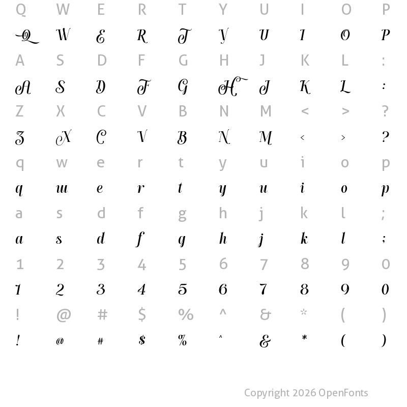 Character Map of Handy Quomte Regular