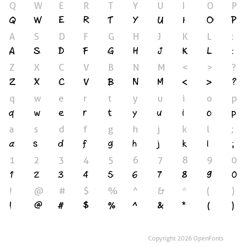Character Map of Handylinedfont Medium