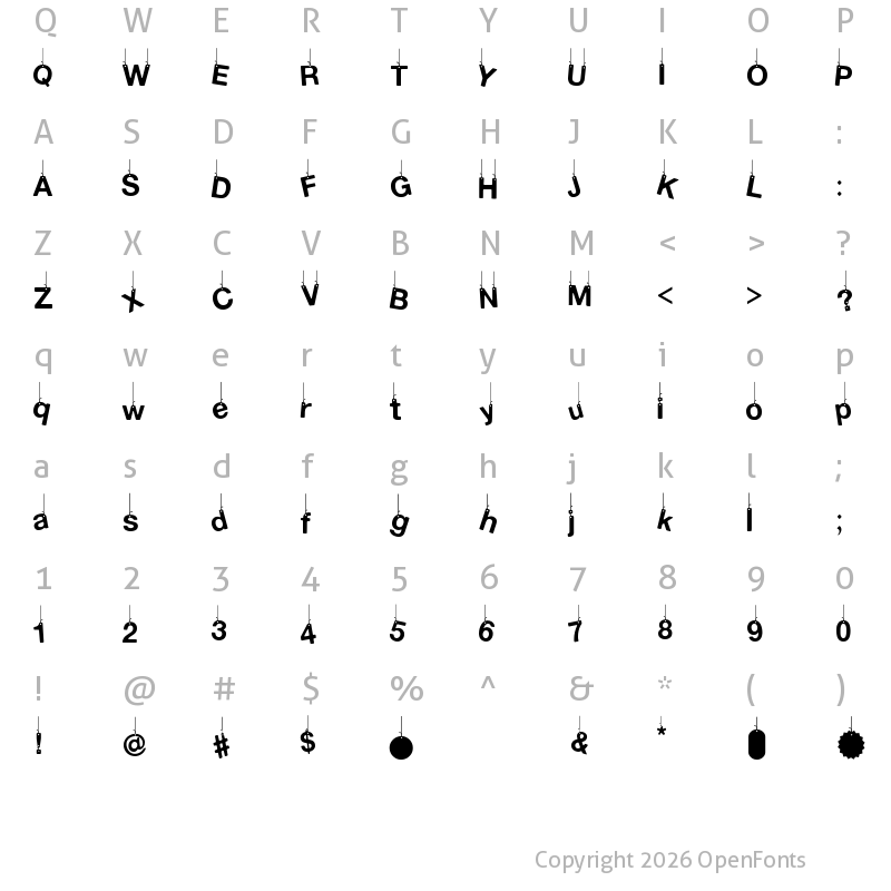 Character Map of Hanging Letters Regular