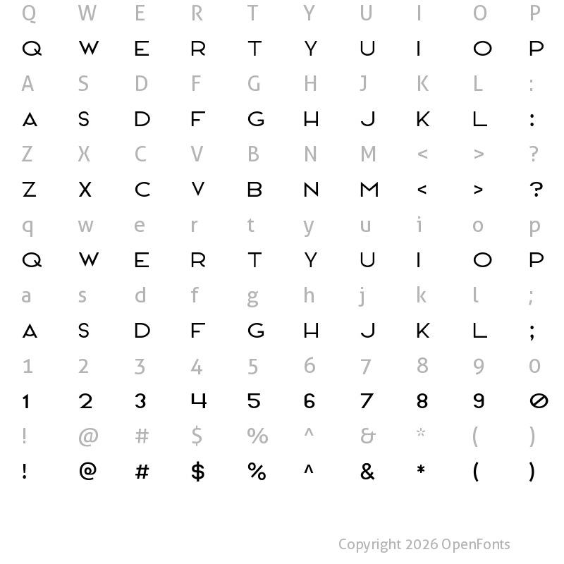 Character Map of Hanover Light