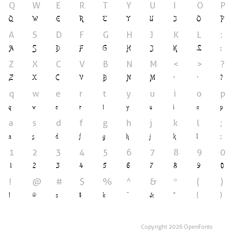 Character Map of Hansa Regular