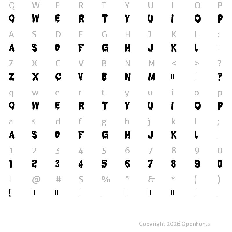 Character Map of Hantu Kom Kom Regular