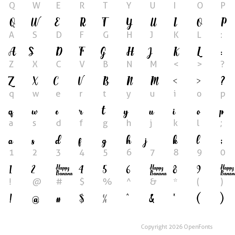 Character Map of Happy Banana Regular