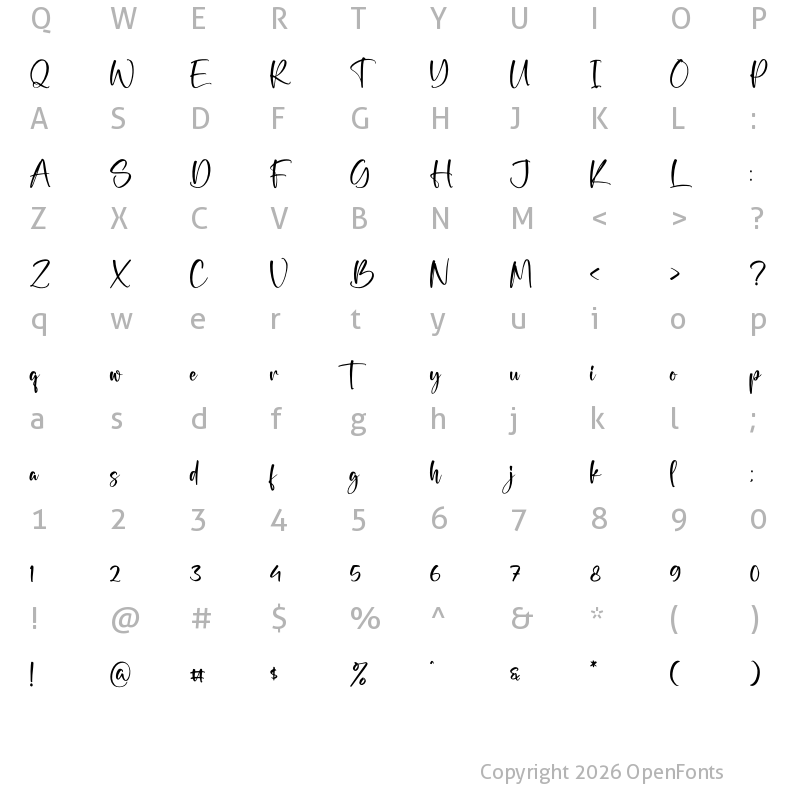 Character Map of Happy Christiana Regular