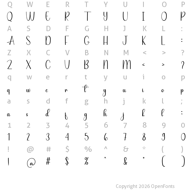 Character Map of Happy February Regular