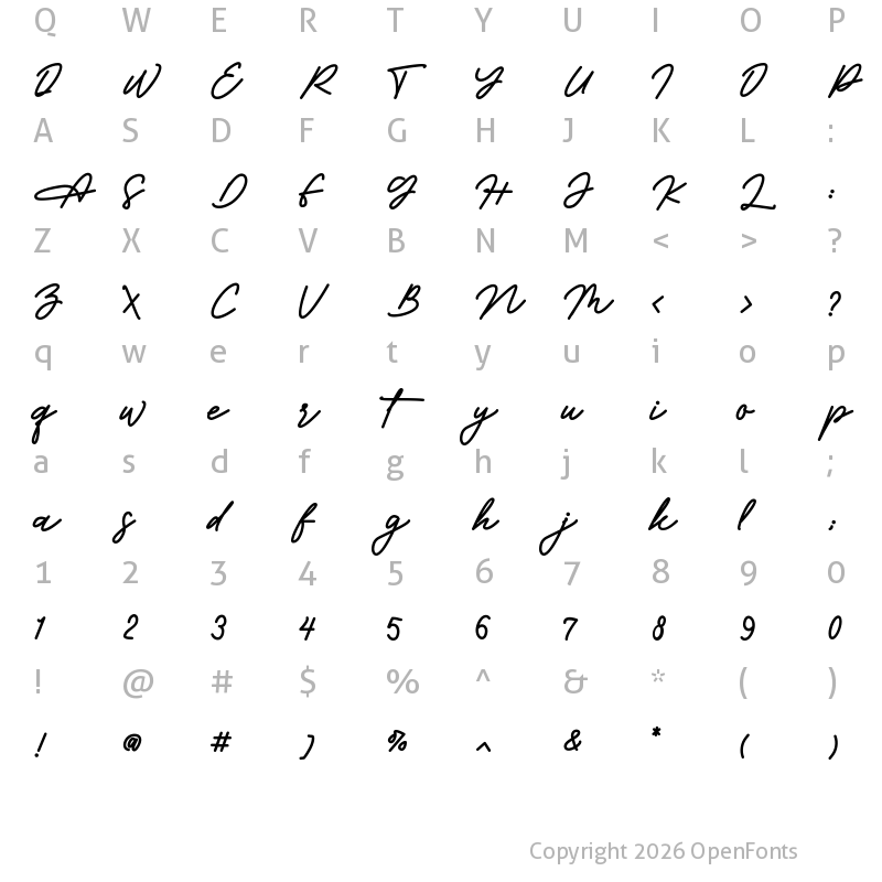 Character Map of Happy Moment Regular