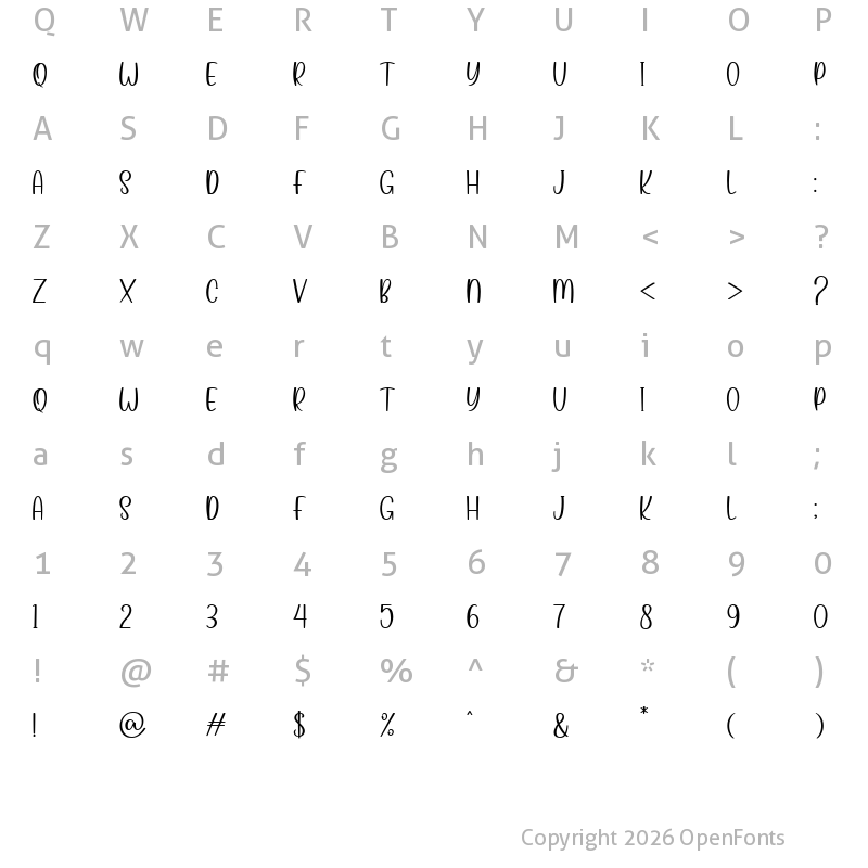 Character Map of Happy Monday Regular