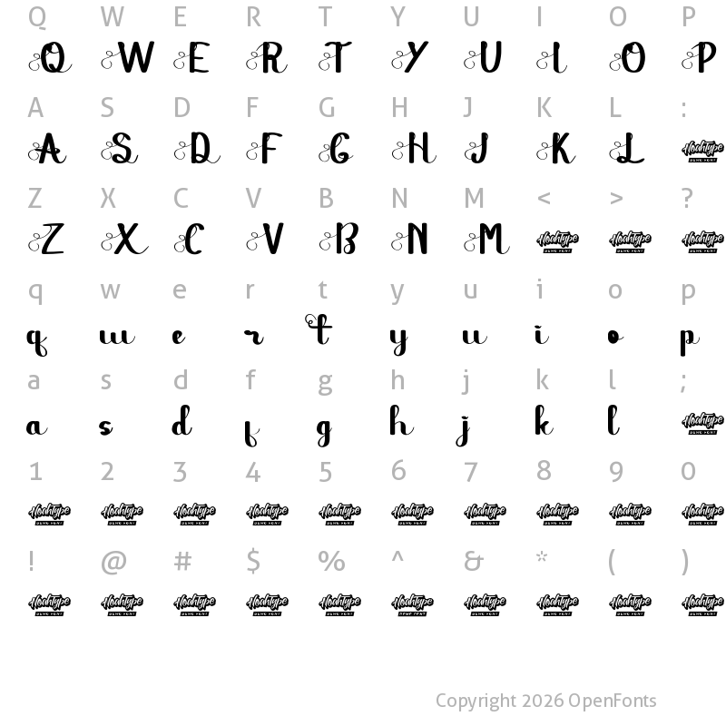 Character Map of Happy Smile Demo Regular