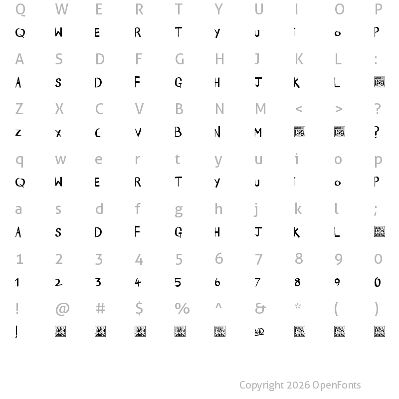 Character Map of Happy Times Regular
