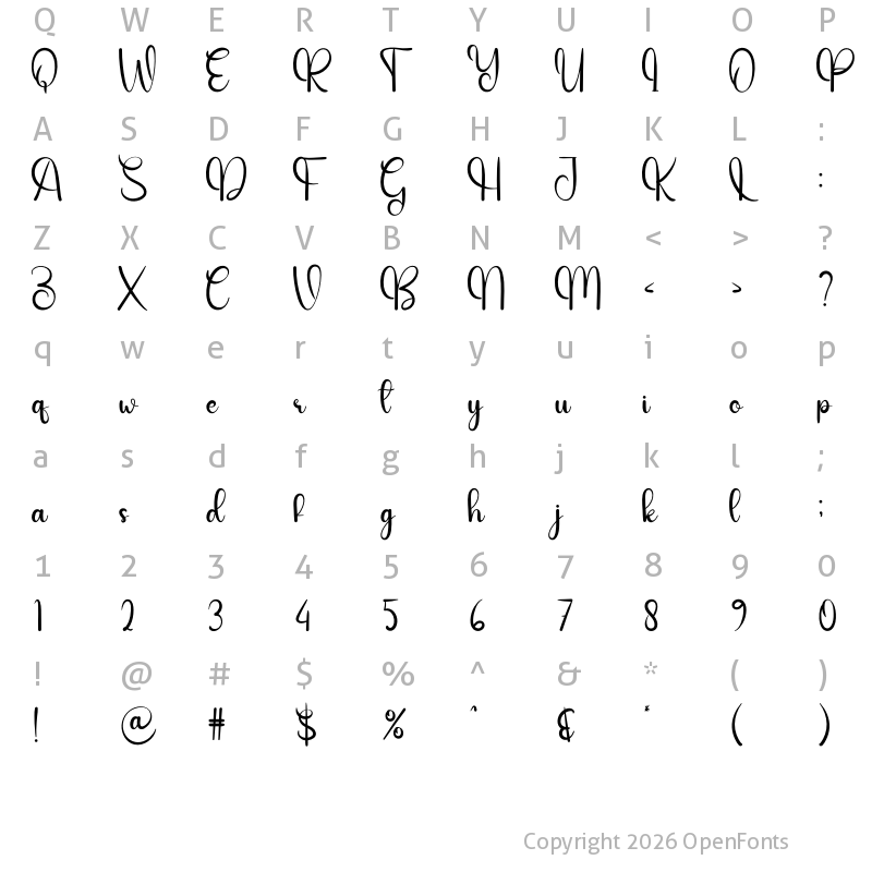 Character Map of Happy Valentine Regular