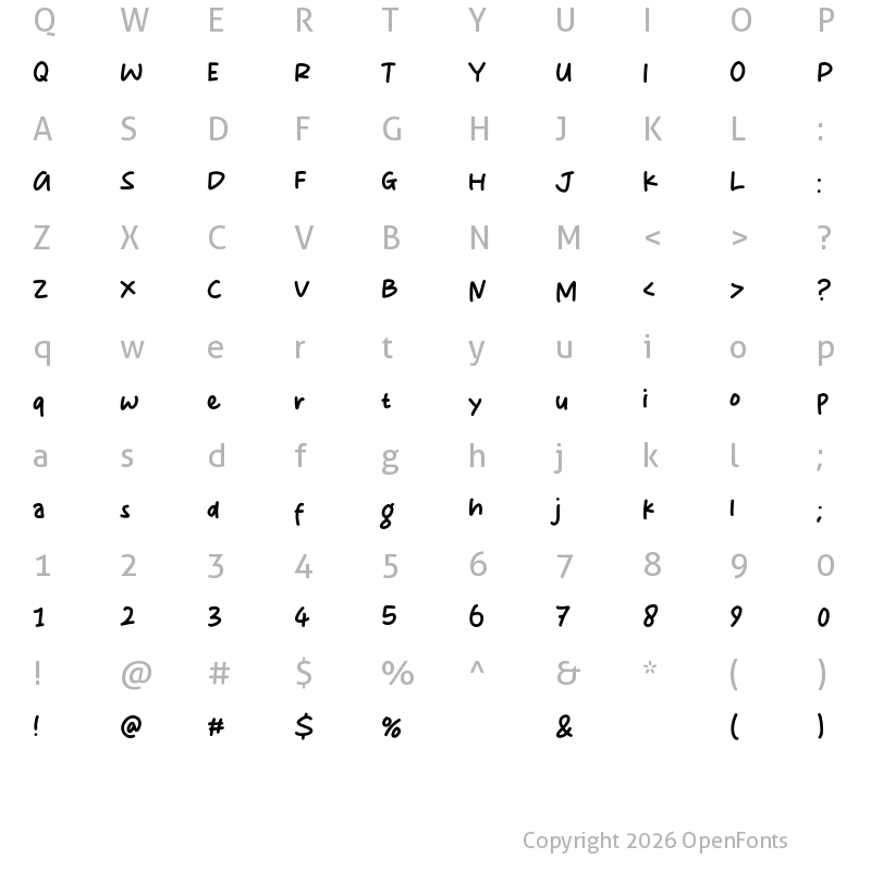 Character Map of Happy Wednesday Regular