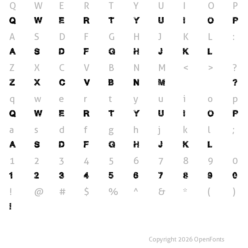 Character Map of Hard Grunge Regular