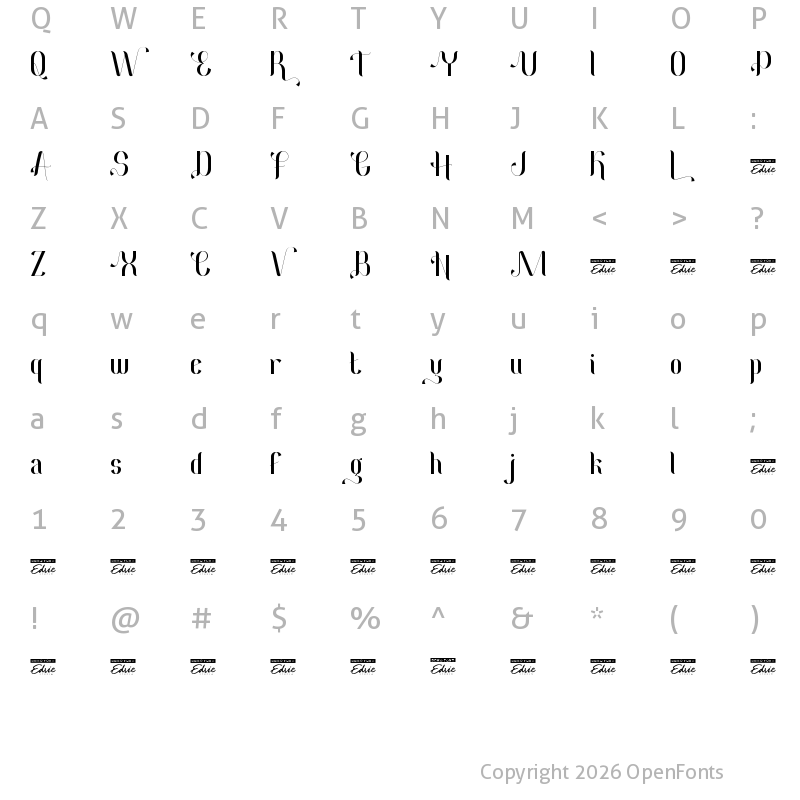 Character Map of Hardenburg Demo Regular